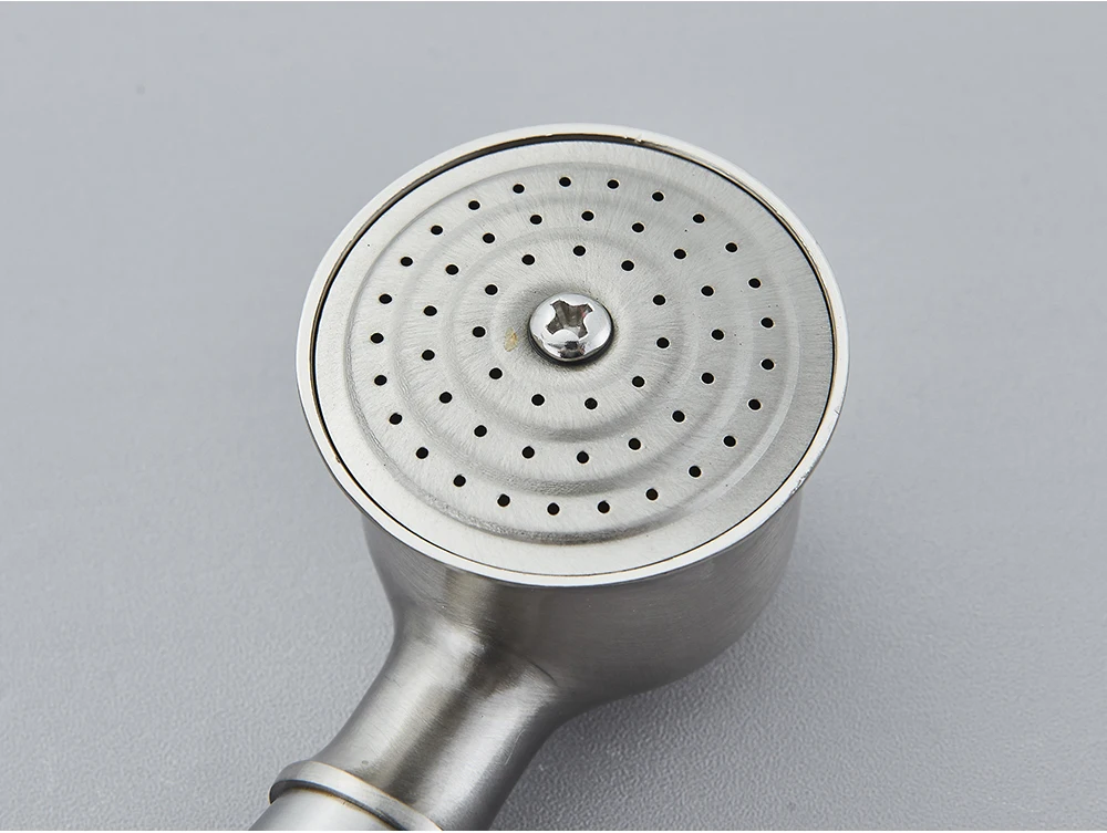 Description Picture 6 of itemBrushed Nickle Hand Held Shower Head Handshower Head 100% Copper Head Faucet Accessory Single Function Shower Head Shower Hose
