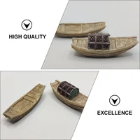 4 Pcs Micro Landscape Fishing Boat Decor Decoration Ornament Adornment Mini Plastic Retro 2