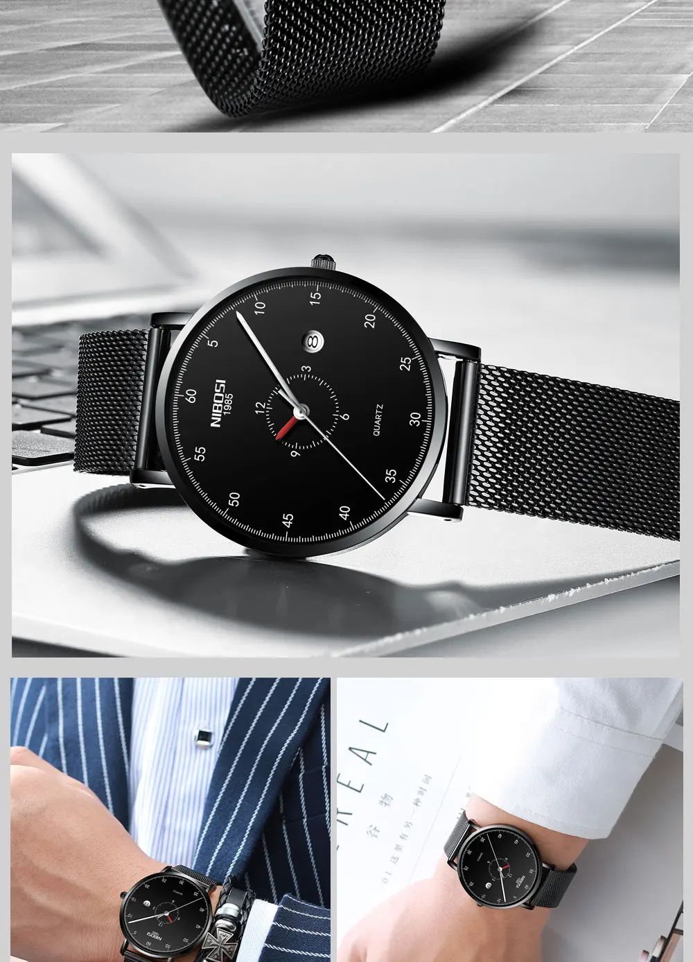 Mens Watches Casual Sport Quartz Watch Men Military Waterproof Ultra Thin Slim Wrist Watch    saat_voghion.com