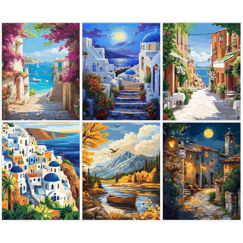 GATYZTORY Acrylic Paint By Numbers For Adults Seaside Scenery Drawing ...