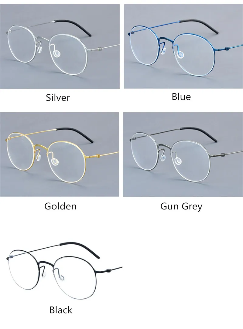 Brillengestell, klassisch, rund, für Herren und Damen, Titan, TT Air-Brille, Markendesign, Gafas, 6 g, leichter dünner Rand, Dänemark, keine Schrauben – Detail 15