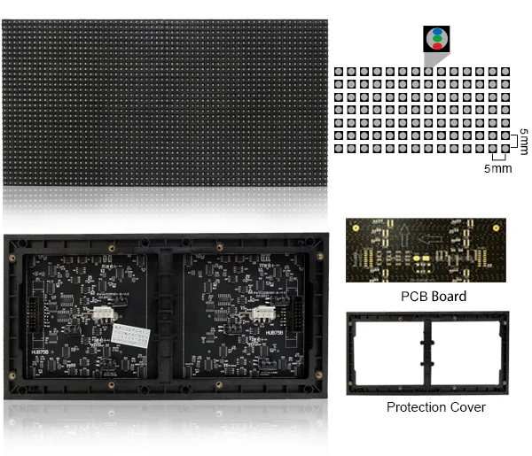 SMD P5 Indoor LED Display Module 16Scan 320x160mm 64&times;32dots Full Color
