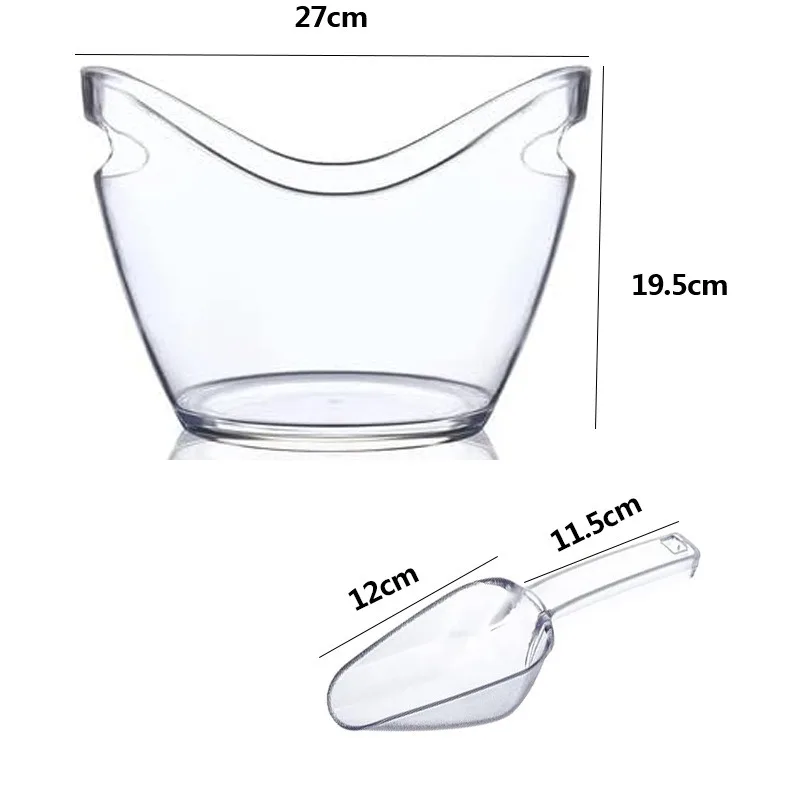 4L Plastic Ice Bucket Champagne Whiskey Wine Beer Coolers Chilling Bucket Ice Cube Container for Bar Club Party Home Gatherings