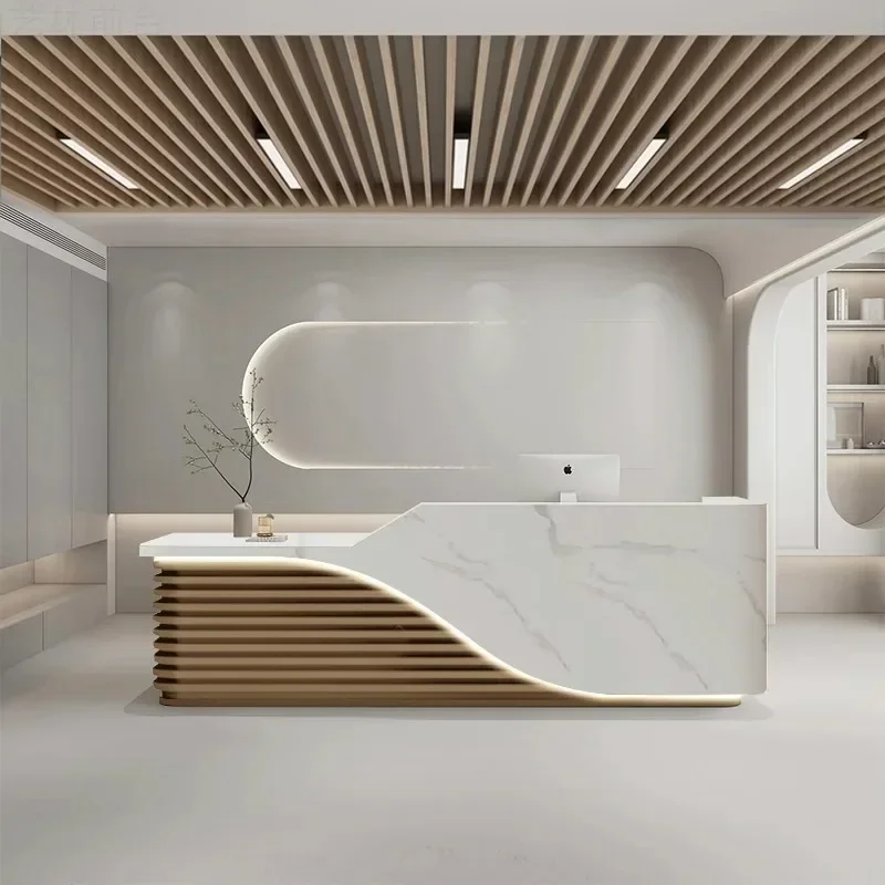 Company Hotel Reception Desk Beauty Salon Store Paint Baking Cash Register Chinese Bar Table Counter Bancone Bar Accessories