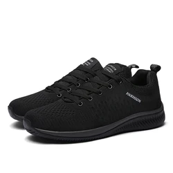 Men's Breathable Knit Athletic Sneakers - Lightweight Casual Sport Shoes - 45 (Black)