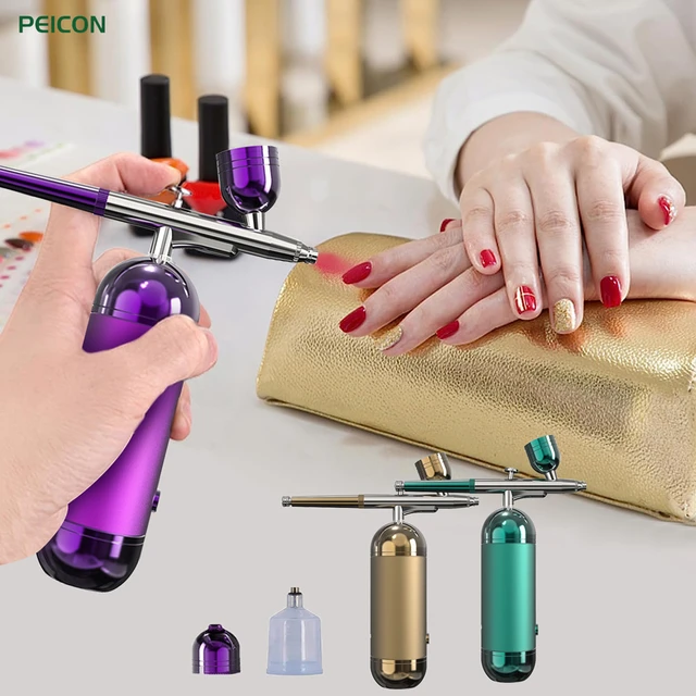 Aerógrafo portátil con compresor para uñas, aerógrafo para pintura de  pasteles, manualidades, arte de uñas - AliExpress