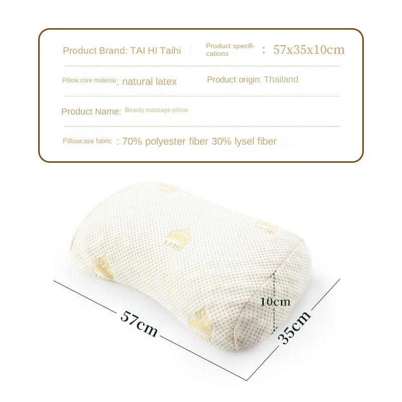TAIHI Female Latex Pillow Thailand Beauty Massage Cervical Orthopedic Neck Pain Pillows Effectively Prevent Mites For Sleeping 5