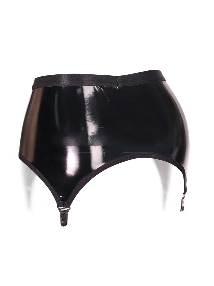 Sexy Women 4 Straps PU Garter Belt Gothic Punk Wetlook Garters Patchwork Faux Leather Club Dance Stage Wear Costume
