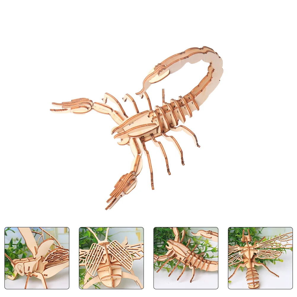 

Diorama Wooden Insect Model DIY Puzzle 3D Jigsaw Puzzles for Children Kids Insects