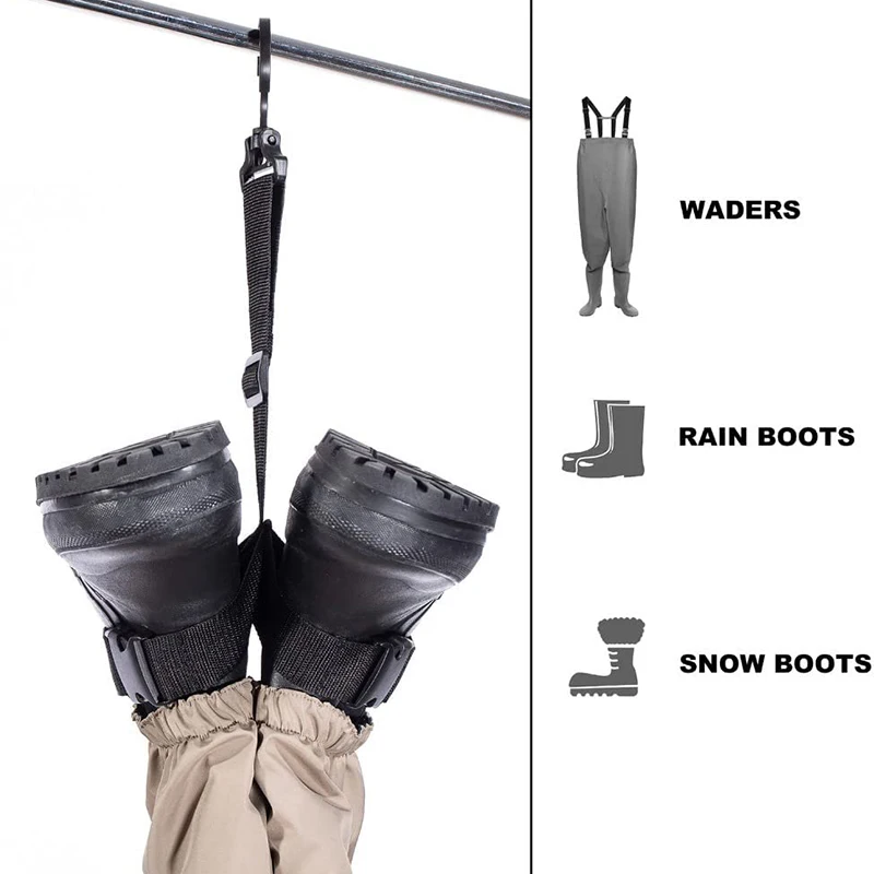 3 Pieces Fishing Wader Boot Hanger Adjustable Strap for Storage Drying Fishing  Boot Rack Swivel Hook Wader Boots Dryer Hanger