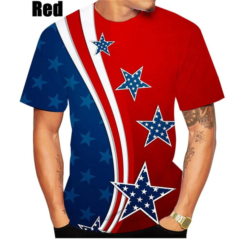 

New Summer 3D Printed America Flag Emblem T Shirt American Spiritual Totem Graphic T-shirts For Men Kid Fashion Vintage Clothing