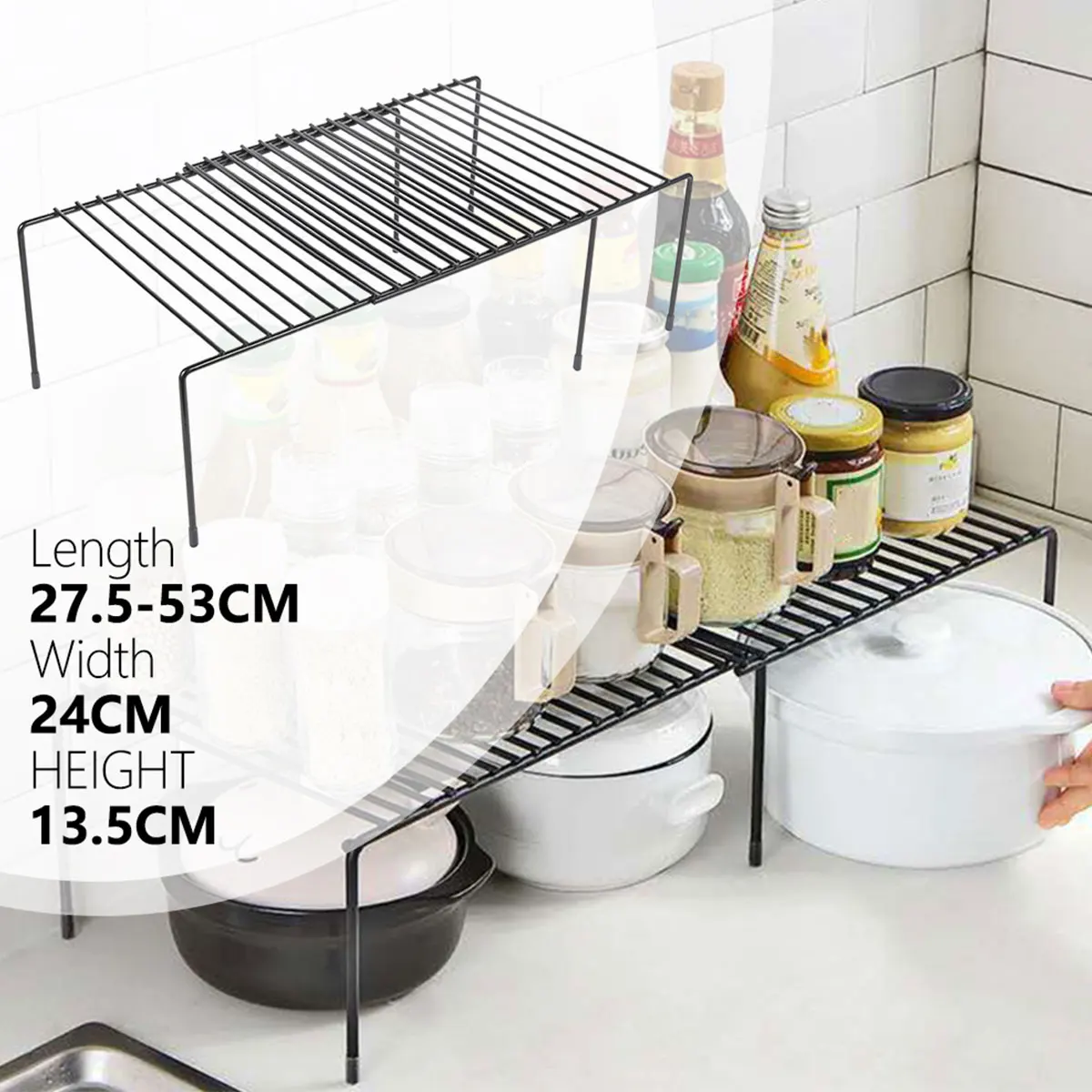 Retractable Kitchen Shelf Multifunctional Expandable Stackable Sliding Rack Space Saving Home Cabinets Tableware Organizer Rack 5