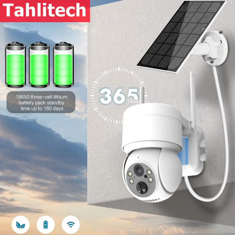 

CCTV Wireless Solar Camera WiFi PTZ Camera 2MP HD Built-in Battery Video Surveillance Protect Camera Long Time Standby iCsee APP