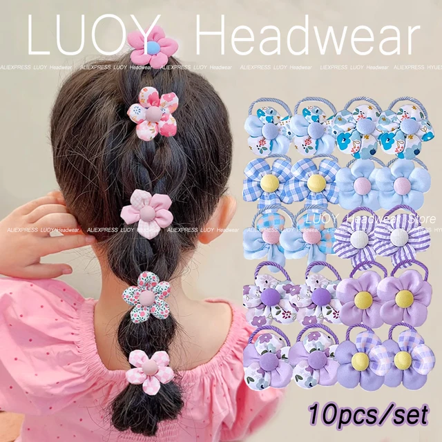 42737-a0df59.jpg 10pcs Mini Flower Shaped Hair Ties Rope Set Baby Girls Colorful Elastic Ponytail Holders Rubber Band Children Sweet Headwear