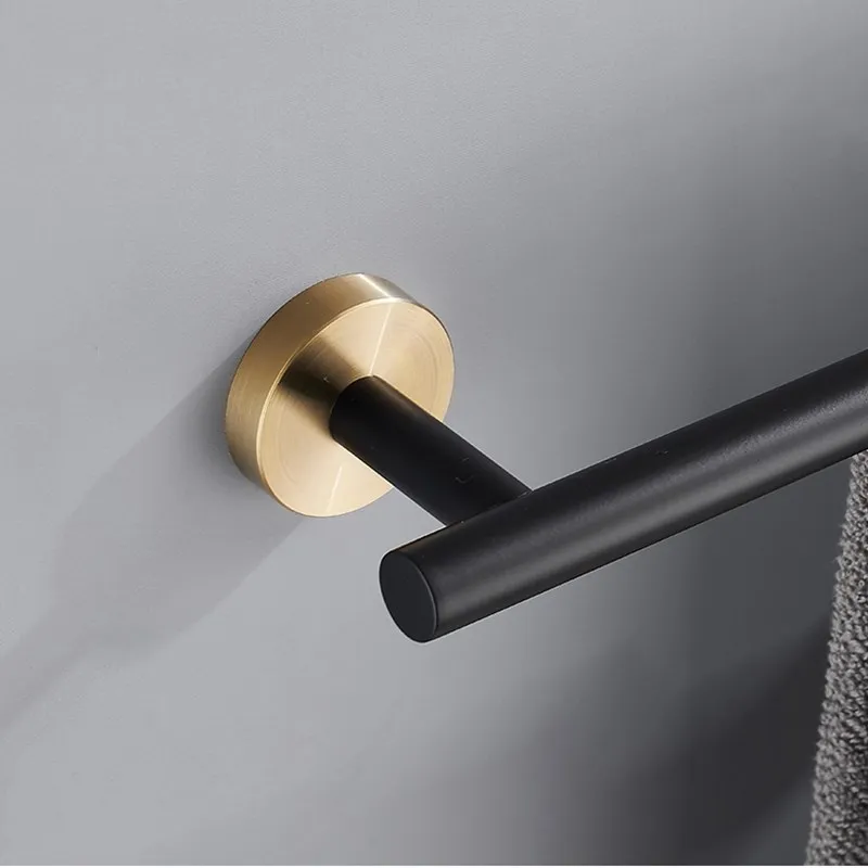 Toilet paper holder bathroom hardware set bathroom hardware accessories Black and Gold Stainless Steel Bathroom Hardware set Towel Bar Toilet Paper Holder Clothes Hook Bathroom Roll Towel Rack Ring