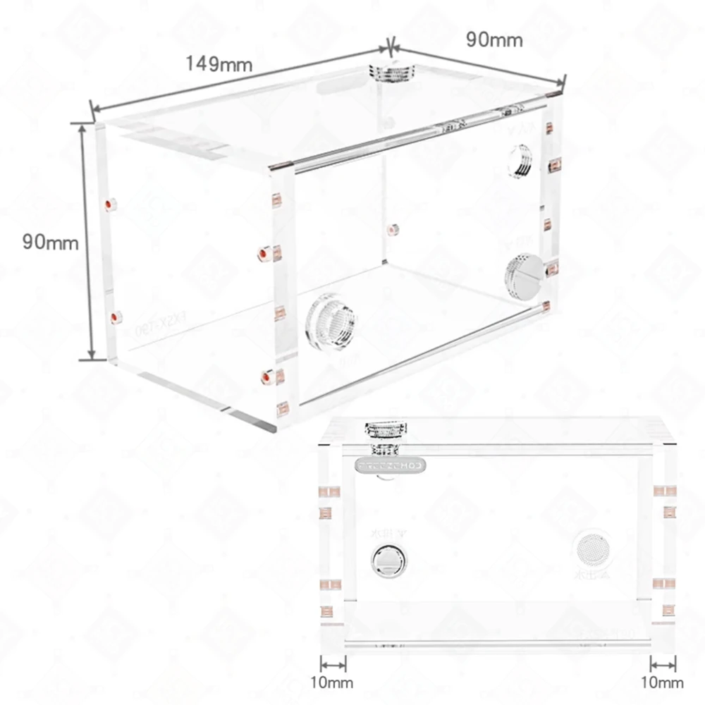 Zemod Quadrado Tanque de Armazenamento Líquido Água de Refrigeração Acrílico Tanque de Água de Filtragem Interna Corpo Principal Fxsx-t90 700ml - Imagem 2