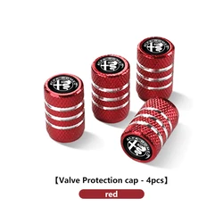 Alfa Romeo Tire Valve Stem Cap Set - 4pcs Car Logo Styling Accessories (ROMEO - D - red - 4PCS)