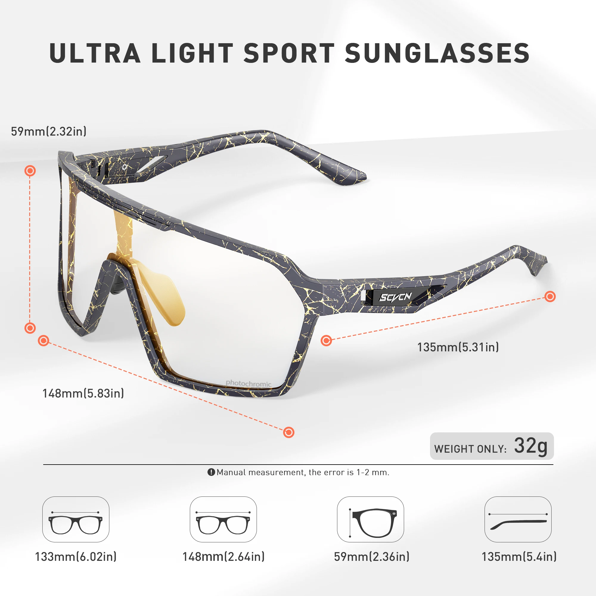 SCVCN Color Photochromic Sunglasses Bike Cycling Glasss UV400 Outdoor Sports Running Drving for Men Goggles Mtb Bicycle Eyewear