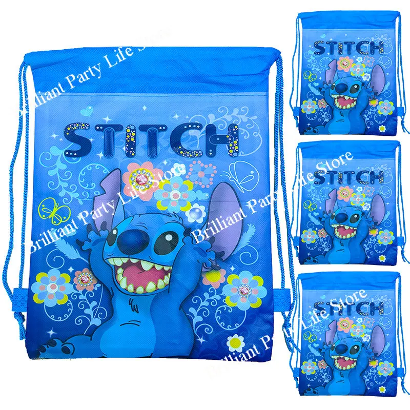 48/12pcs Disney Lilo&Stitch Birthday Party Decoration Stitch Gift Bags Non-woven Fabric Stitch Backpack For Kids Party Supplies