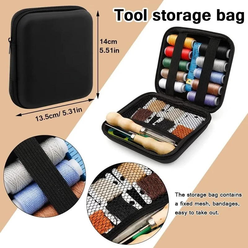 59 Pcs Leather Sewing Kit for Hand Sewing Heavy Duty Repair Kit Large-Eye Stitching Needles for Canvas Sofa