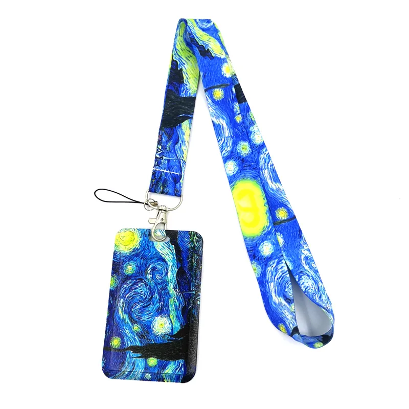 Van gogh Oil Painting Starry Sky Neck Strap Lanyard keys lanyard card ID Holder Jewelry Decorations Key Chain Accessories Gifts