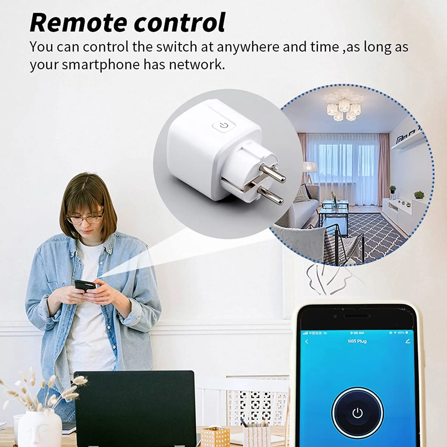 Smart Wifi Power Plug with Voice Control and Monitoring