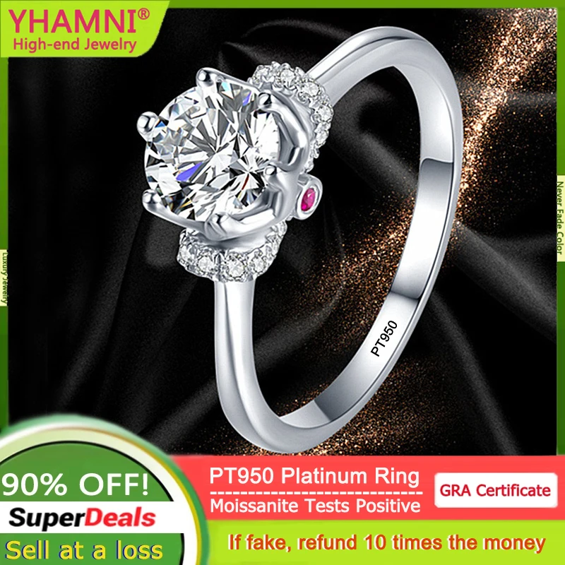 LuxuryPT950PlatinumRingVVS1CaratMoissaniteDiamandRubyRing