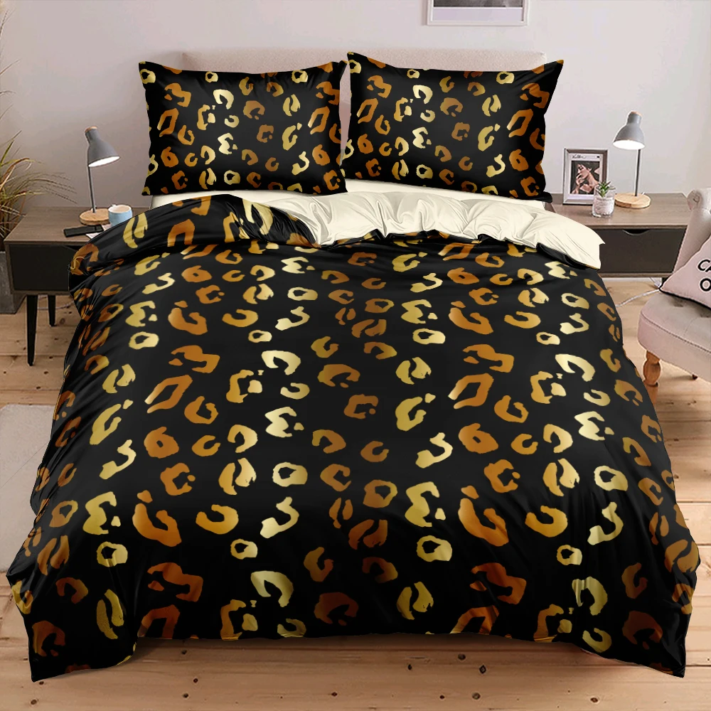 

3D Digital Classic Leopard Duvet Cover 200x200 Black Bed Linen 2 Bedrooms Twin Double King 220x240cm Bedding Set Queen Size