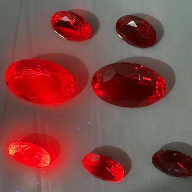 13&times;18mm 16.0ct Oval Faceted Cut VVS Fluorescent Ruby Loose Gemstones for Jewelry Making
