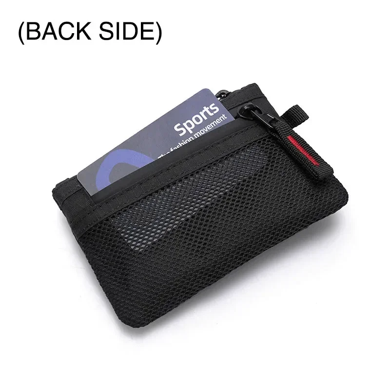 Men's Wallet Rfid Credit Card Holder Nylon Slim Purse Zipper Key Card Case Male Tactical Purse Coin Purse with Carabiner Wallets