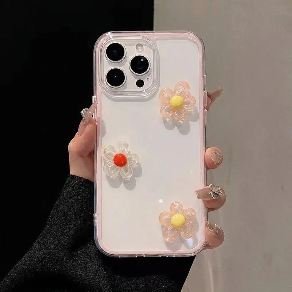 Elegant Pink 3D Floral Soft Phone Case