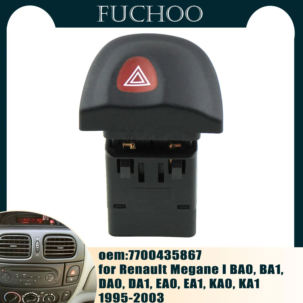 Pulsante Interruttore Luce Indicatore Di Pericolo Di Emergenza A 8 Pin Per Renault Megane I Ba0 Ba1 Da0 Da1 Ea0 Ea1 Ka0 Ka1 7700435867
