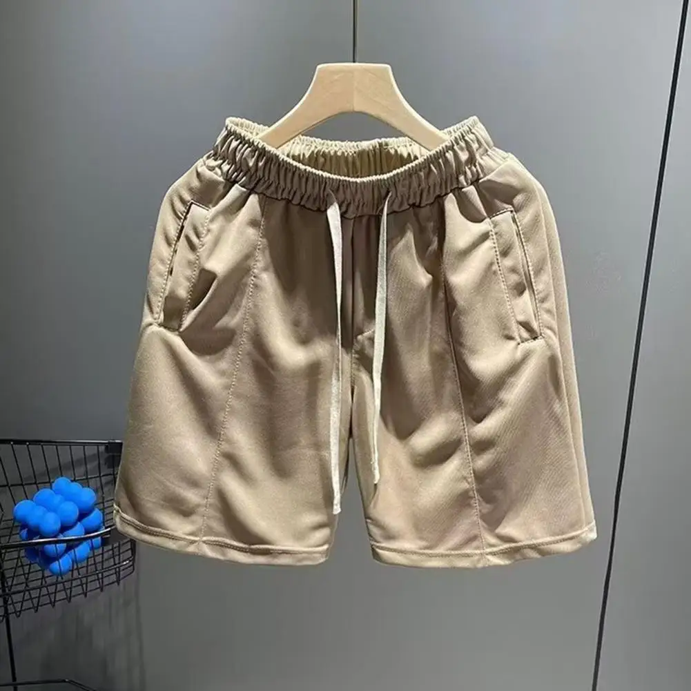 

Men Sport Shorts Men's Elastic Waistband Street Style Shorts With Adjustable Drawstring Pockets For Summer Wide Leg Sport Shorts