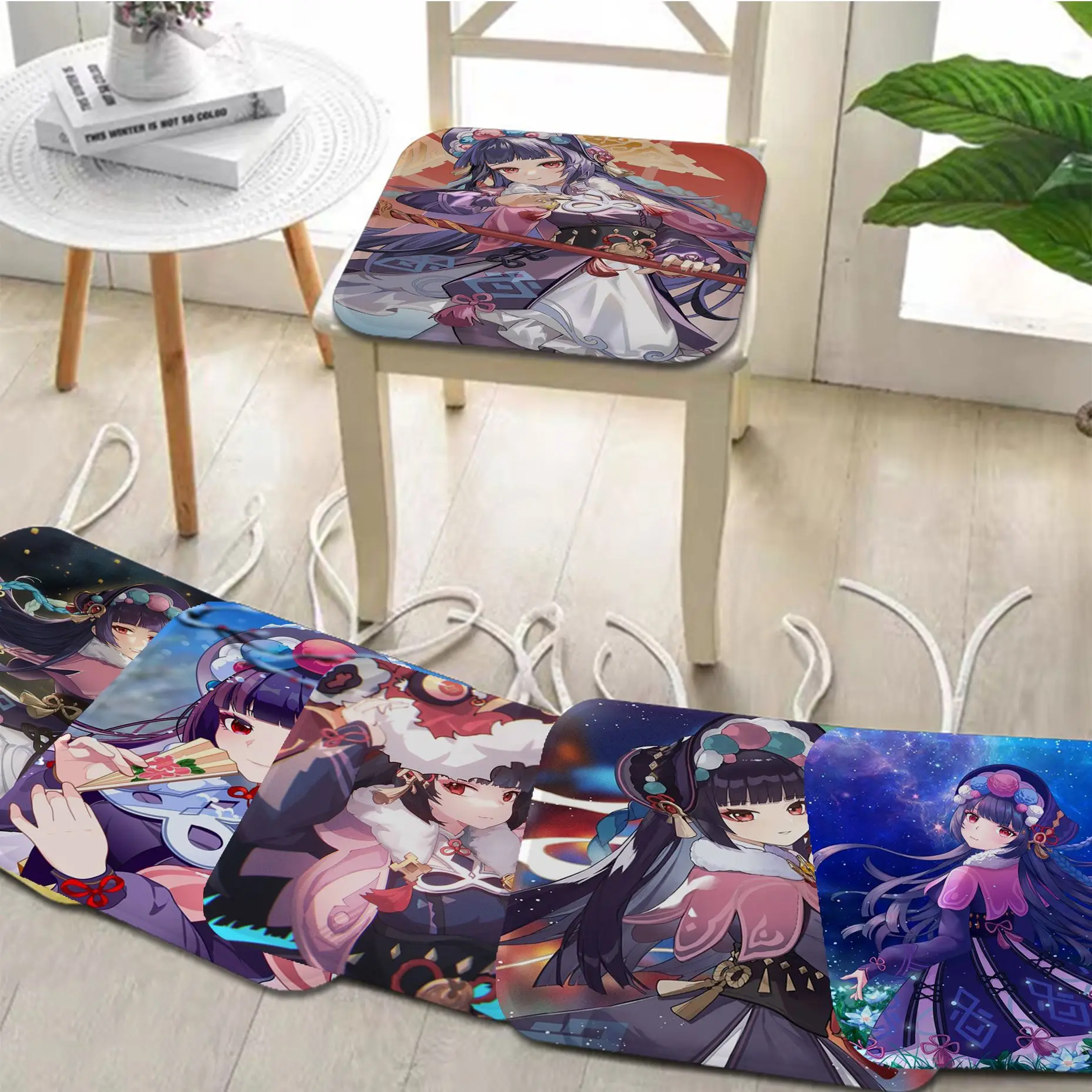 

Yun Jin Genshin Impact Tie Rope Seat Pad Household Cushion Soft Plush Chair Mat Winter Office Bar Chair Mat Pad