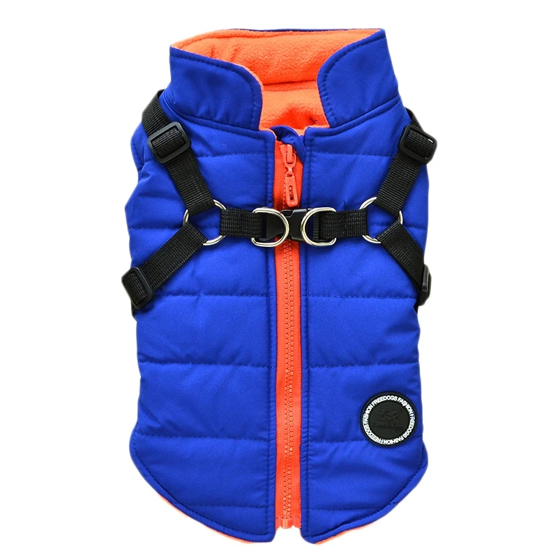 

Dog Coat with Harness Winter Dog Coat Fleece Jacket Windproof Coat Zipper Puppy Coat Small Dog Clothes with Reflective Harness
