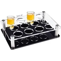 12 Shot Glass Tray Holder Bar Acrylic Shot Glasses Holders Wine Glass Cup Serving Tray Cups Organizer Shot Glass Display 1