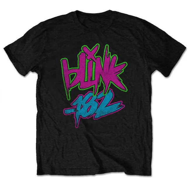 Blink 182 T-Shirt-T-Shirt Con Logo Neon Taglia S-5Xl