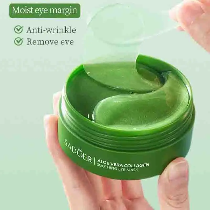 60pcs/box SADOER Snail Collagen Aloe Vera Eye Mask Anti Dark Circles Eyes Bags Moisturizing Firming Eye Patches Eyes Skin Care