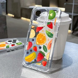Vibrant Watermelon Fruit Clear Silicone Phone Case for iPhone 15 (A372 Strawberry)