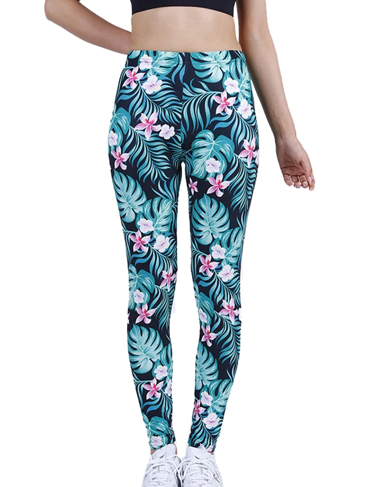 CUHAKCI Fashion Women Leggings Beautiful Leaf Floral Printing High