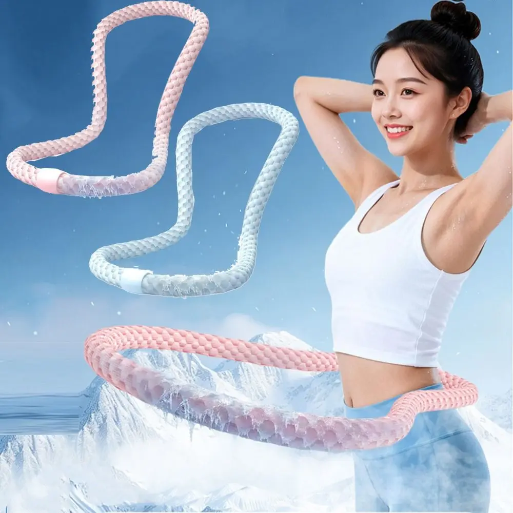 아이스 실크 소프트 피트니스 후프, 무소음 디자인, 풀 커버리지, 쿨링 슬리밍 링, 허리 친화적, 접이식, 체중 감량 후프