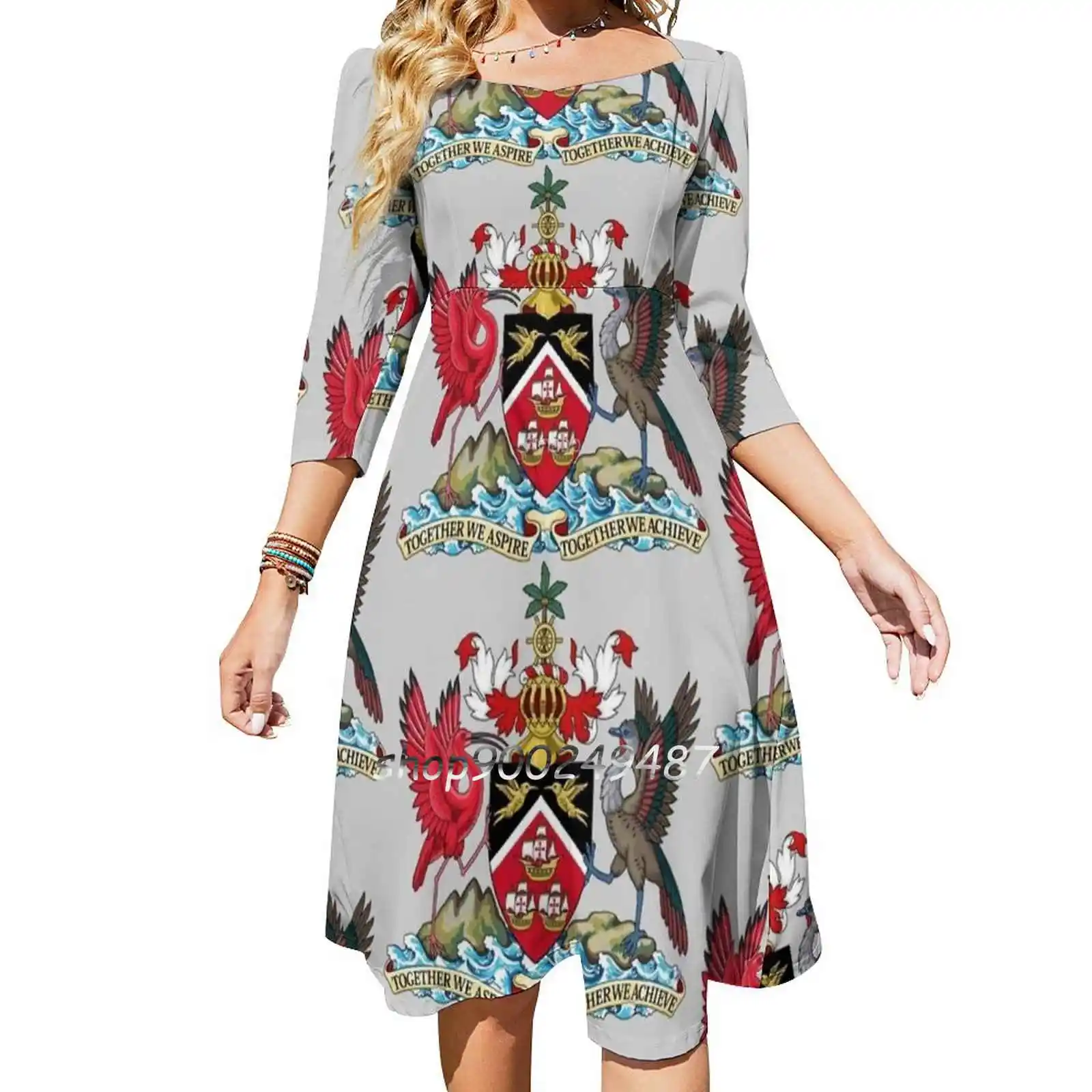 

Trinidad And Tobago Coat Of Arms Evening Party Dresses Midi Sexy Dress Female Sweet One Piece Dress Korean Trinidad And Tobago