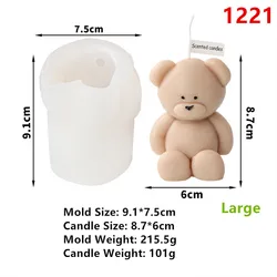 Cute 3D Cartoon Bear Silicone Candle Mold for DIY Scented Candles and Home Decor (Bear Mold 5)