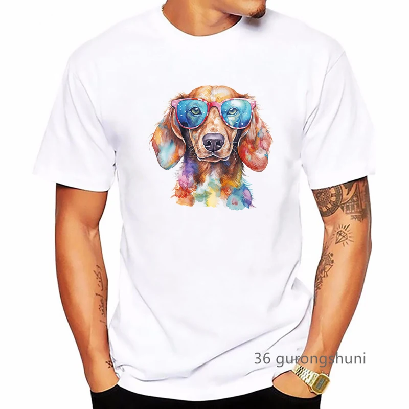 

Cute Bernese Mountain/Dachshund Animal Print Pink T Shirt Men'S Clothing Harajuku Kawaii Dog Lover Tshirt Homme Summer Tops