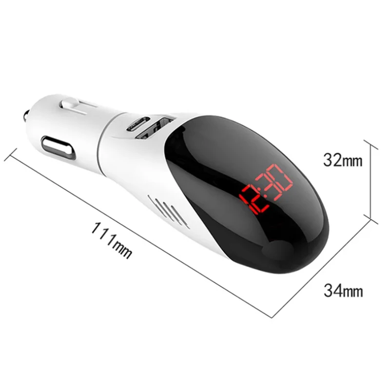New Car Air Purifier 12V Dual USB+Type C Port Fast Charger Anion Lonic Purifiers Oxygen Bar Ionizer Freshener Vehicle Accessory 5