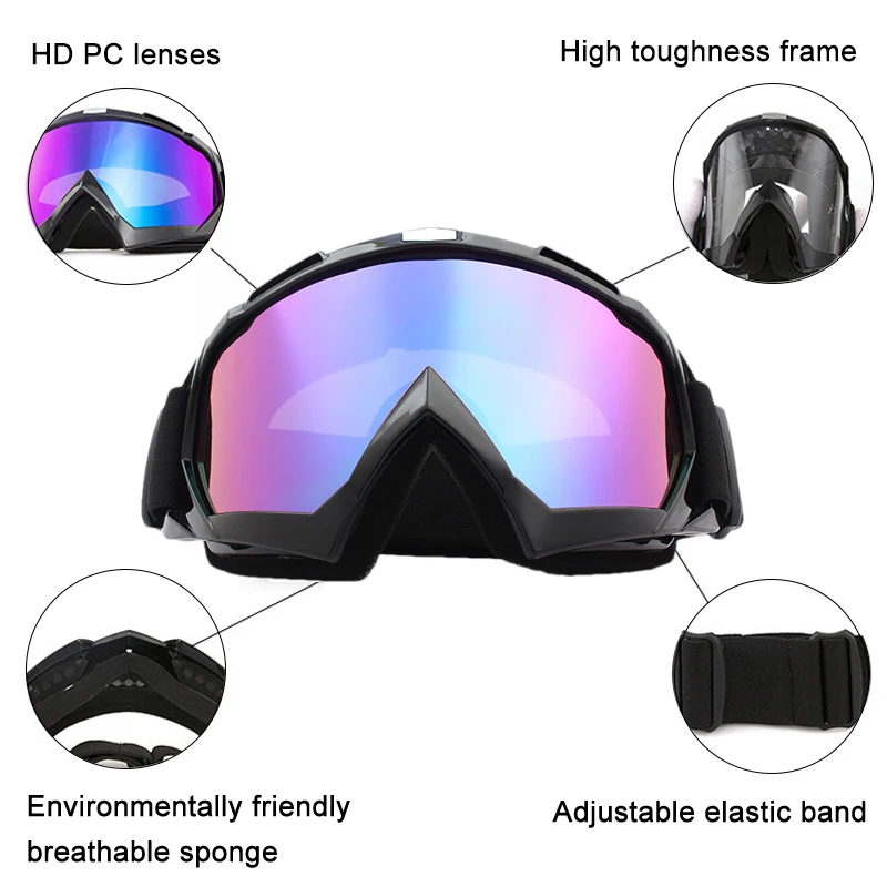 Skiing Goggles Windproof Cycling Motorcycle Goggles Anti-Fog Ski Goggles Snowmobile Eyewear Outdoor Sport Snow Snowboard Glasses 3