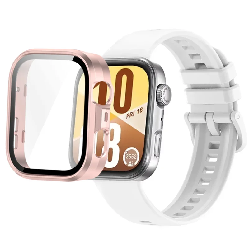 Breathable Silicone Strap with Protective Tempered Glass Screen and HD PC Case