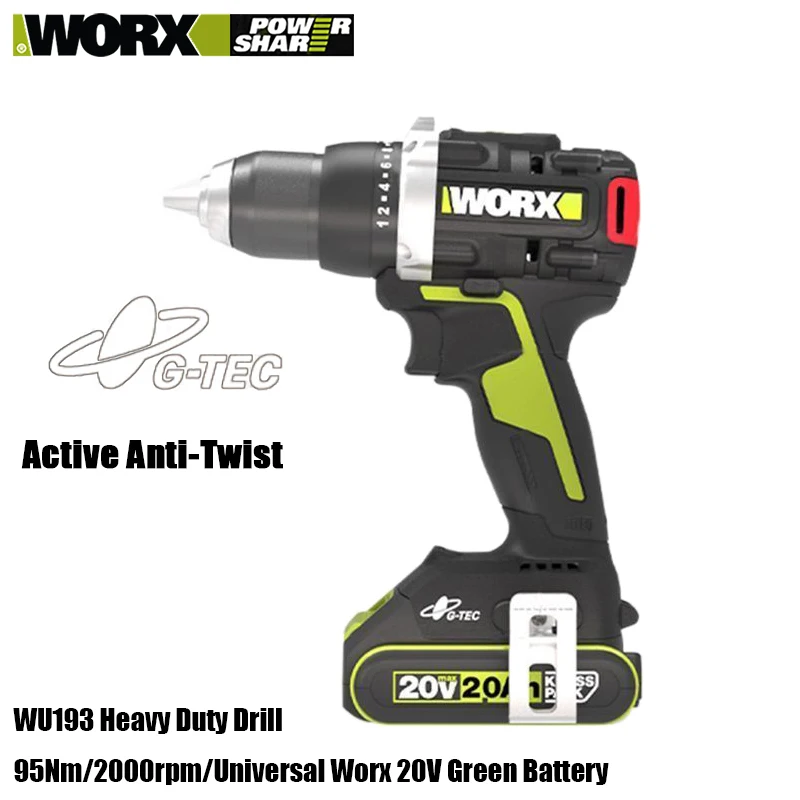 Беспроводная Дрель Worx WU193, 20 в, 95 нм, 2000 об./мин. Беспроводная Дрель Worx WU193, 20 в, 95 нм, 2000 об./мин.