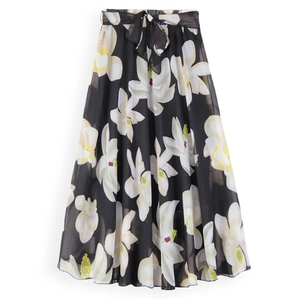 Plus size women's clothing 4XL5XL 2022 autumn new large swing skirt floral large swing chiffon skirt drape women's A-line skirt tennis skirt outfits