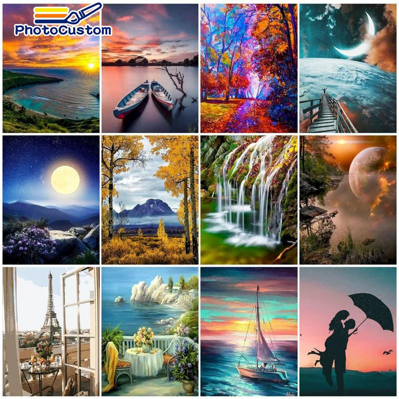 

Масляная краска по номерам на заказ, пейзаж «сделай сам», поделки, акриловая краска для рисования по номерам на холсте, для украшения стен дома